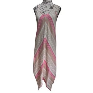 Given Kale Chevron Linen Blend Handkerchief Dress
